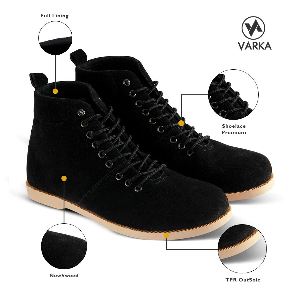 Sepatu Sneakers Pria Varka V 023 Sepatu Boots dan Sepatu Kasual Pria - Hitam