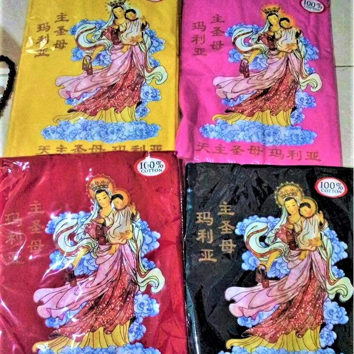 Kaos Pria dan Wanita Dewasa Obllong Katun Combed S30 Dingin Sablon Rohani Katolik Bunda Maria SP 42