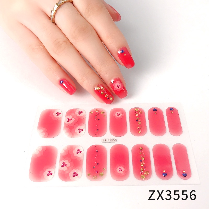 Stiker Kuku 3d Motif Berlian / Mutiara Warna Gradasi Tahan Air Untuk Nail Art / Manicure DIY