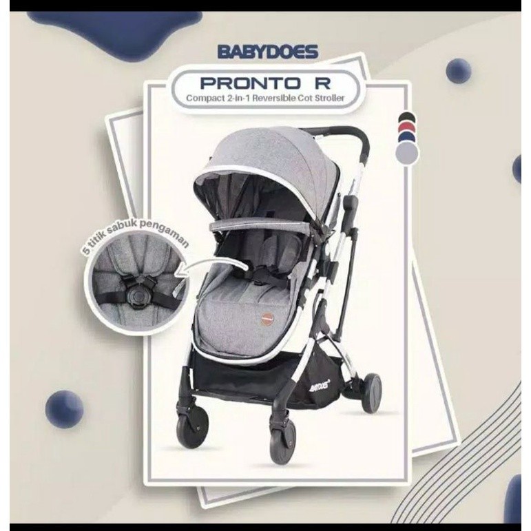 Stroller Babydoes Pronto R / Cabin Size Reversible Abu-abu Preloved