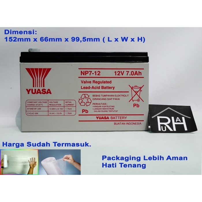 Baterai Aki Kering UPS YUASA NP7 12 12v 7ah Garansi Resmi Original --