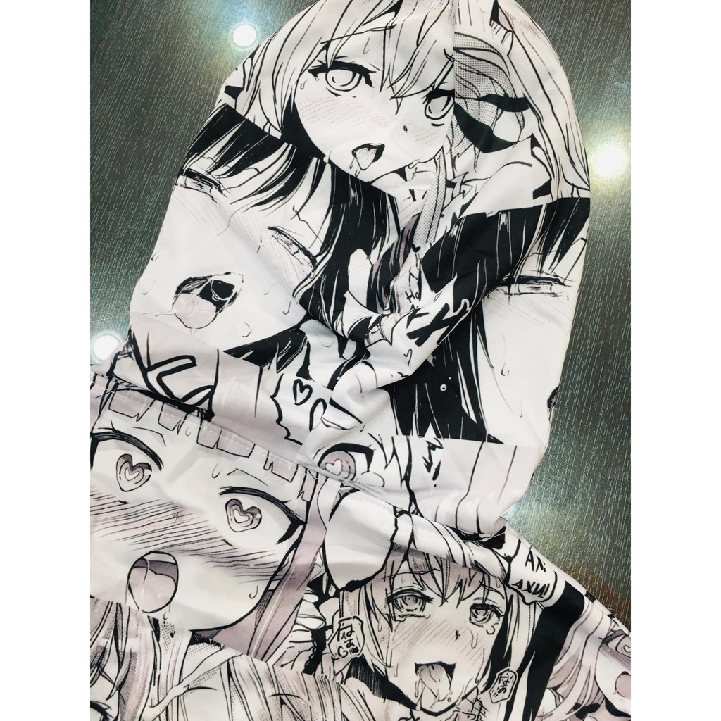 Jaket Zipper Ahegao Fullprint Nekopoi Loli Waifu White