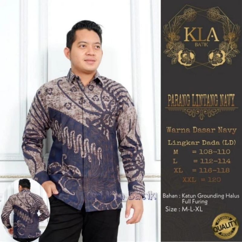 LINTANG NAVY BATIK PRIA LENGAN PANJANG