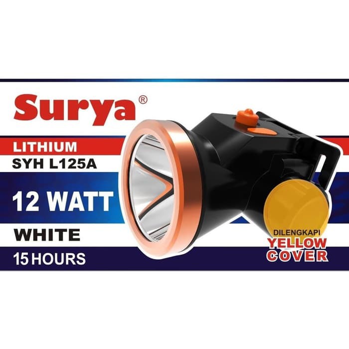 Surya Senter Kepala Super Terang LED SYH L125A LAMPU PUTIH 12Watt 500 Meter 15 Jam