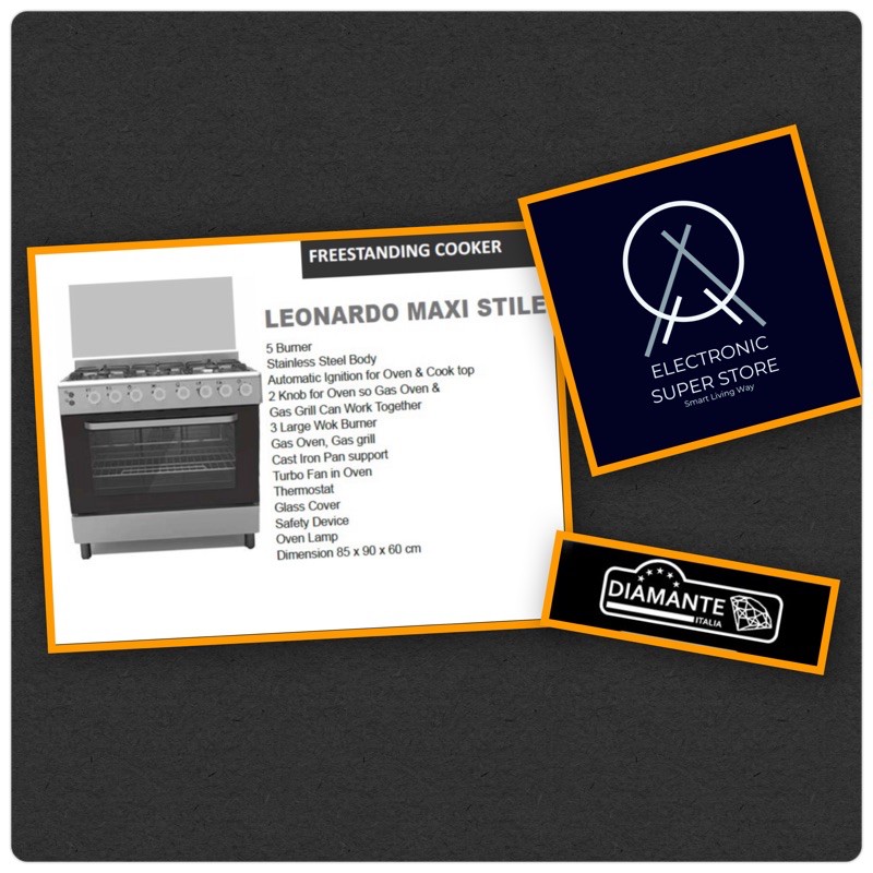 KOMPOR FREESTANDING DIAMANTE LEONARDO MAXI STILE