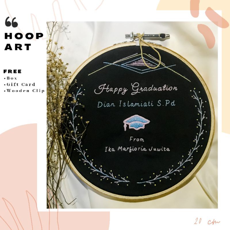 [20 cm] Hadiah Kado Custom Embroidery Ulang Tahun Wisuda Pernikahan Anniversary Unik Pacar