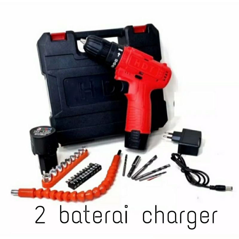 JLD / NANKAI/ EDON Bor tangan Charger 12Volt dua Baterai full sett Tols plus kopper