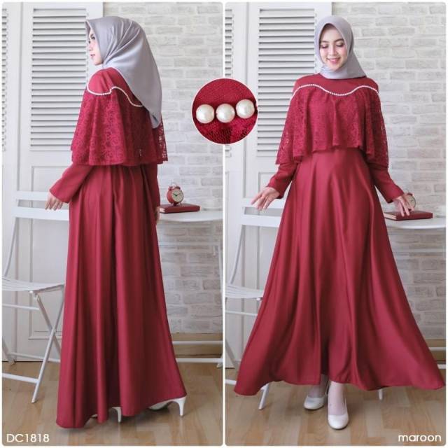 GAMIS CANTIK BROCADE PEARLY FIT TO L GAMIS REALPICT DRESS MUSLIM MODIS ORIGINAL