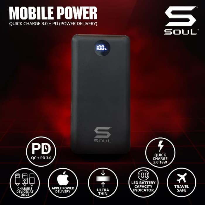Powerbank Soul Quick charge 3.0+PD Power Delivery 10.000 mAh pb