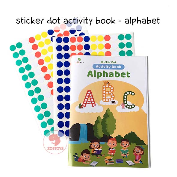 Zoetoys Reusable Sticker Dot Activity Set Book | Alphabet Hijaiyah Number Vehicle Animal | Color Dot Activity Card Kartu Aktivitas Mainan Edukasi Anak-Book Alphabet