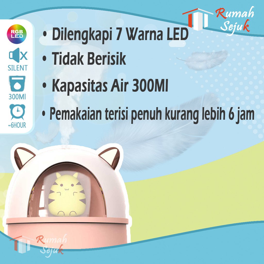 RS - Air Humidifier Diffuser Aromaterapi Alat Pengharum Ruangan Difuser Disfuser Unik Lucu RS-H37 Humdifier Purifier Difusser Defuser Humidifer Humadifier Humudifier Dispuser Humifider Portable Mobil Car Uap Hiasan Kamar Lampu LED Free Gratis Oil