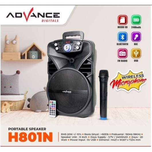 Advance Speaker Portable H801N Black / Mic Advance