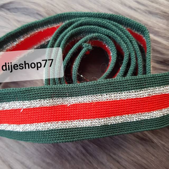 Pita rib gucci silver 2,5 cm ROLL @ 5 METER / pita korea 1" inch 2,5cm / pita import webbing kain