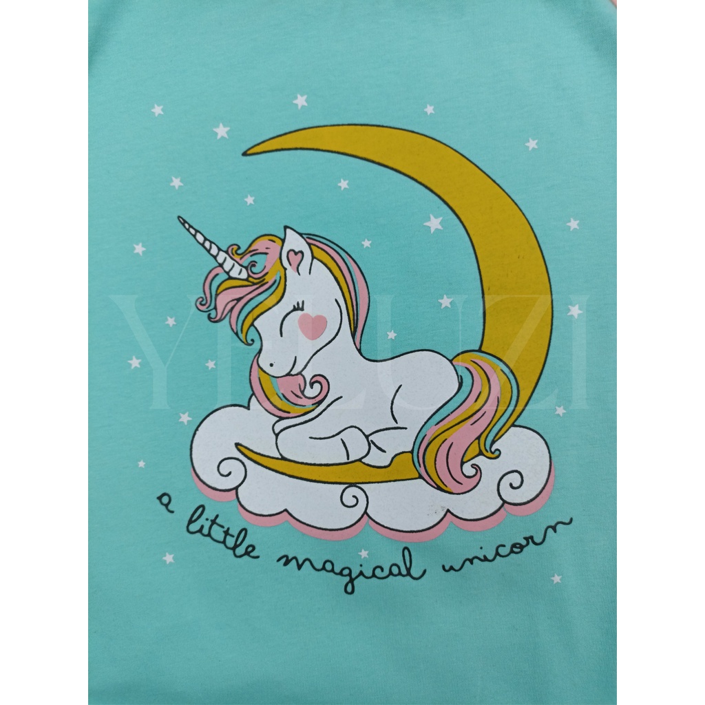 KAOS BAJU ANAK RAGLAN UNICORN TOSCA PINK YELUZI