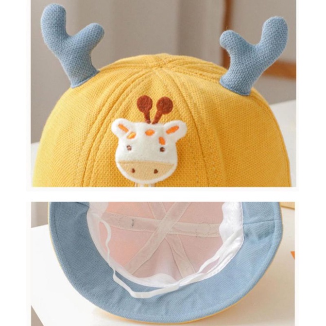 Topi bulat bayi Jerapah tanduk giraffe 3D bucket hat baby