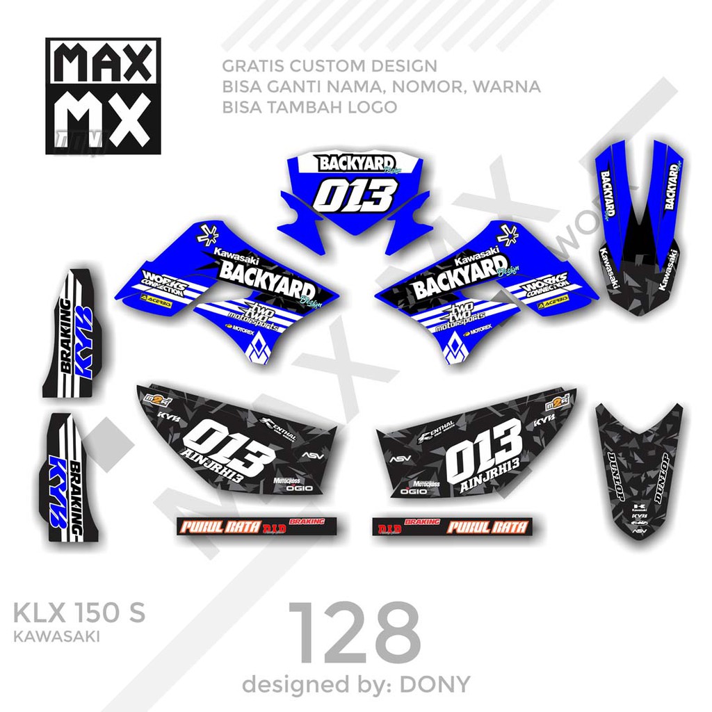 MX-01128 decal klx 150 biru hitam army semi