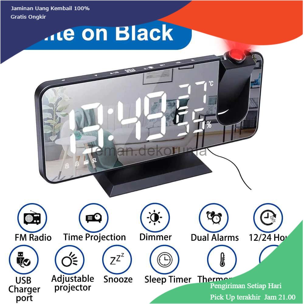 TD - RUM Ruyun Jam Alarm Digital Proyektor Temperature Humidity FM Radio EN8827