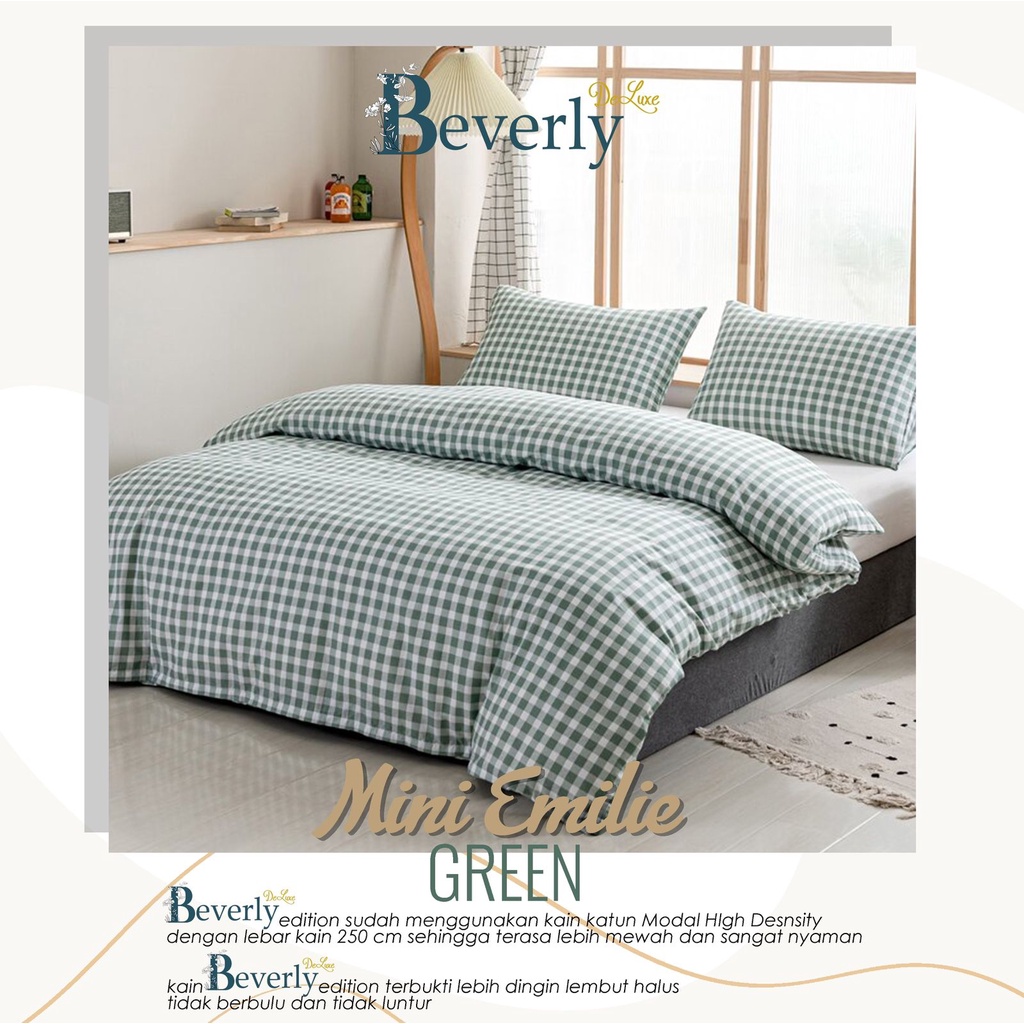 Sprei Anti Geser Bahan Premium Katun Lokal CVC | MINI EMILY KOTAK by Beverly |  Ukuran 90 100 120 160 180x200