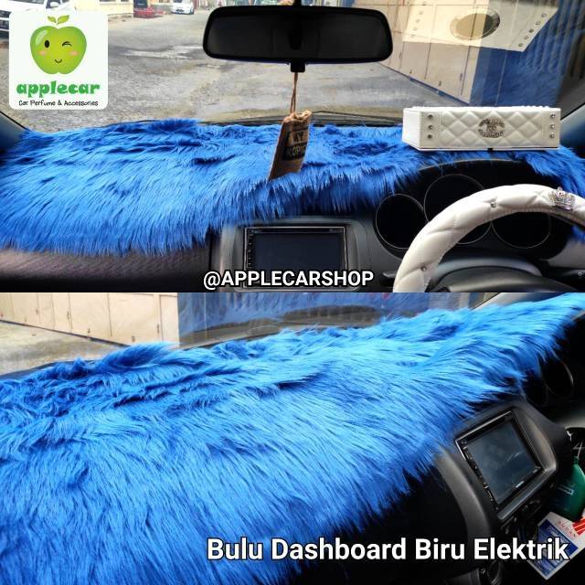 Hiasan Dashboard Mobil Bulu dashboard Biru Elektrik