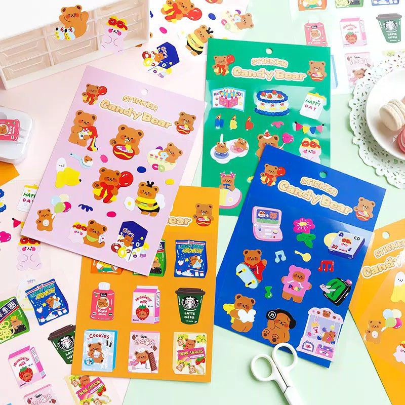 

stiker ins diy korea bear bentoy milkyjoy/sticker scrapbook cutr bear