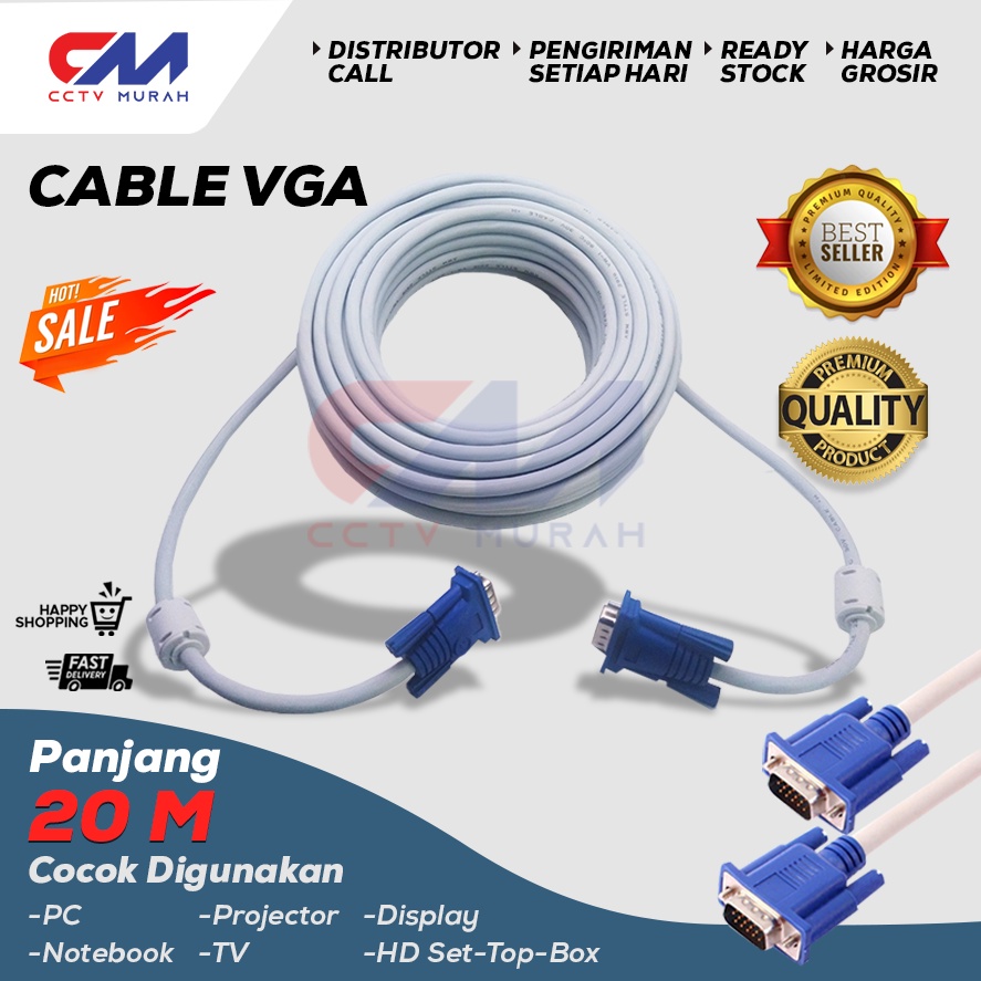 KABEL VGA MALE TO MALE 20 M