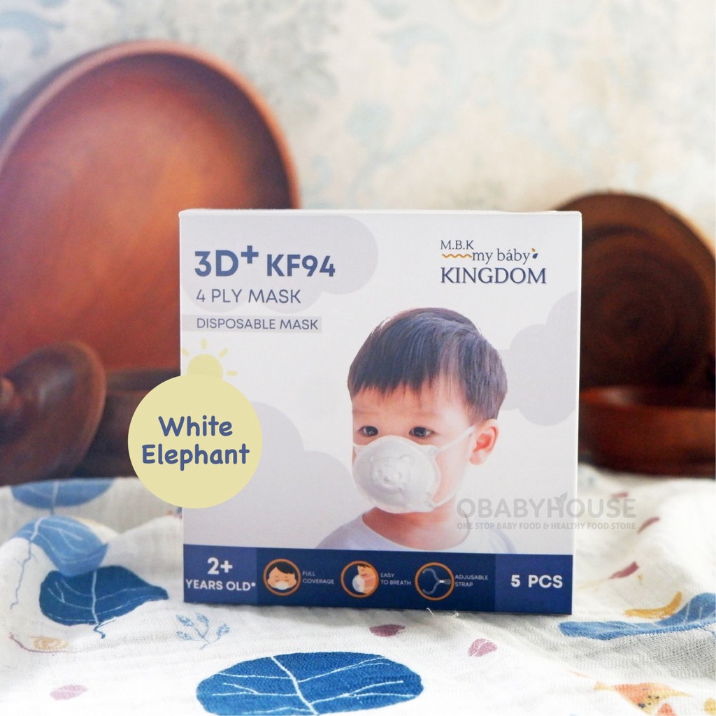 My Baby Kingdom - Masker Anak 3D+ KF94 (isi 5 pcs) - WHITE ELEPHANT