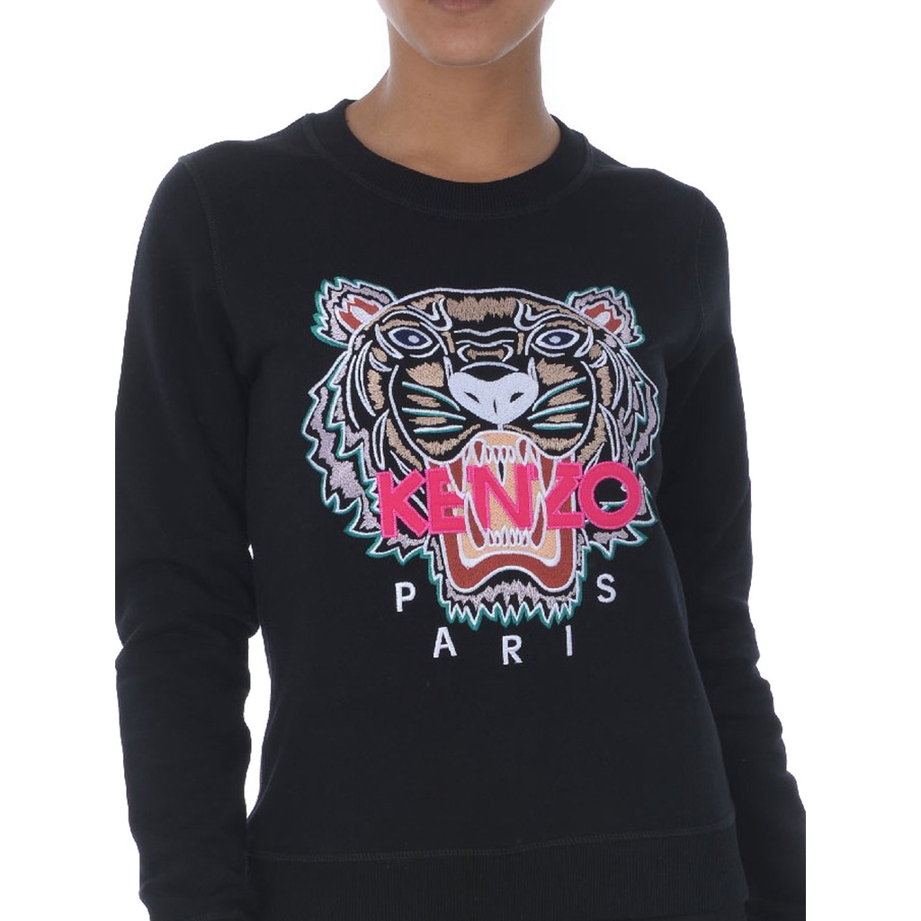 Knzo Women Embroidered Tiger Sweatshirt Black/Pink 100% Original