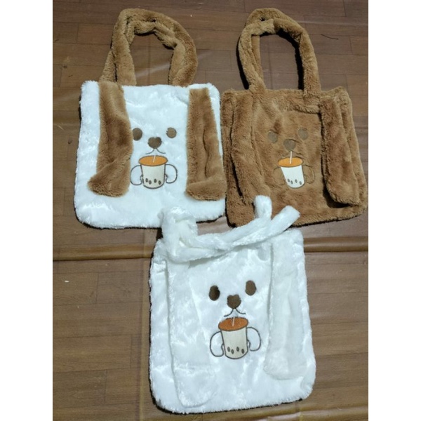 MS Totebag bulu Tas kuping kelinci imut lucu termurah