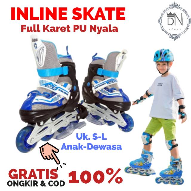  Sepatu  Roda  Anak dan Dewasa Inline Skate Full Karet PU 