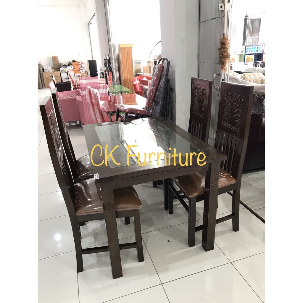 Jual MEJA MAKAN KAYU KURSI 4 | Shopee Indonesia