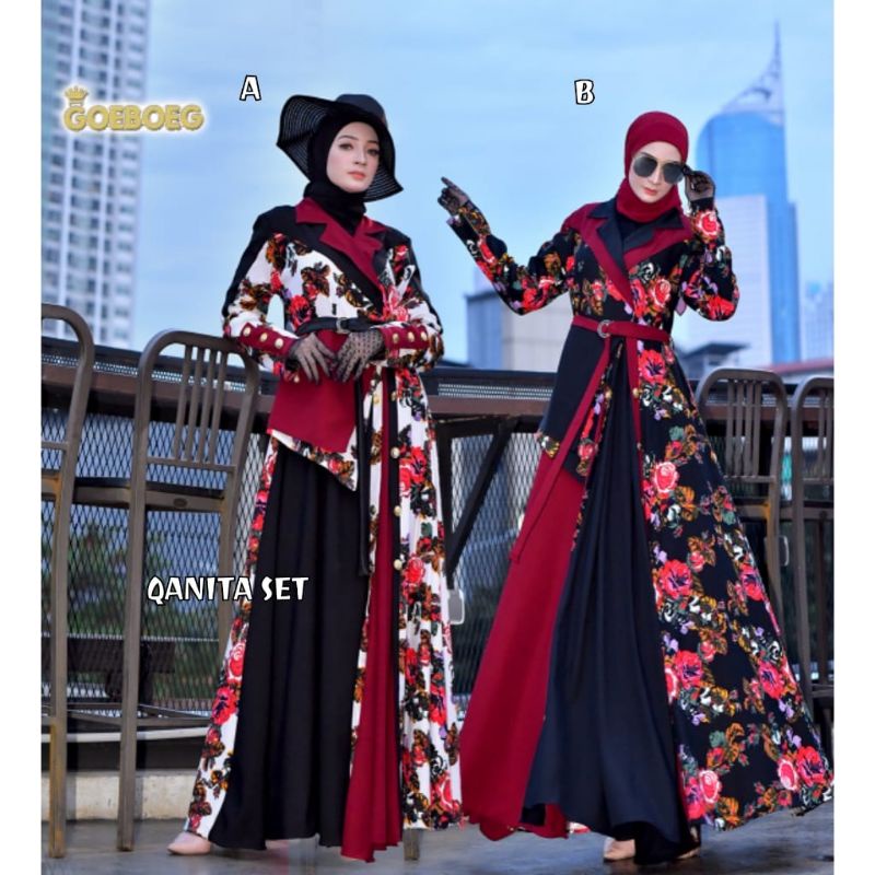 QANITA SET by GOEBOEG (Gamis umbrella, Gamis mewah blazer, Gami blazer motif, Gamis siluet, Gamis pr