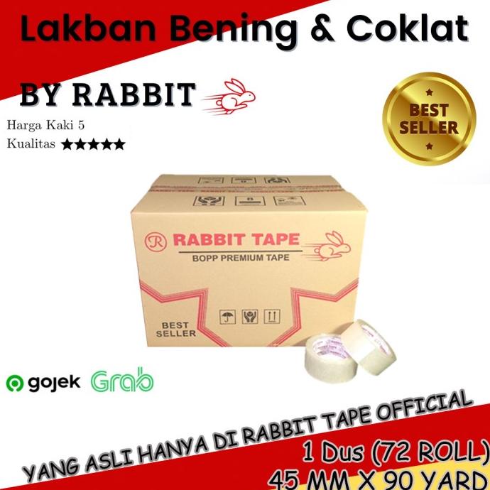 

(Khusus Gojek) Lakban Bening / Coklat RABBIT TAPE 2 inch x 90 Yard