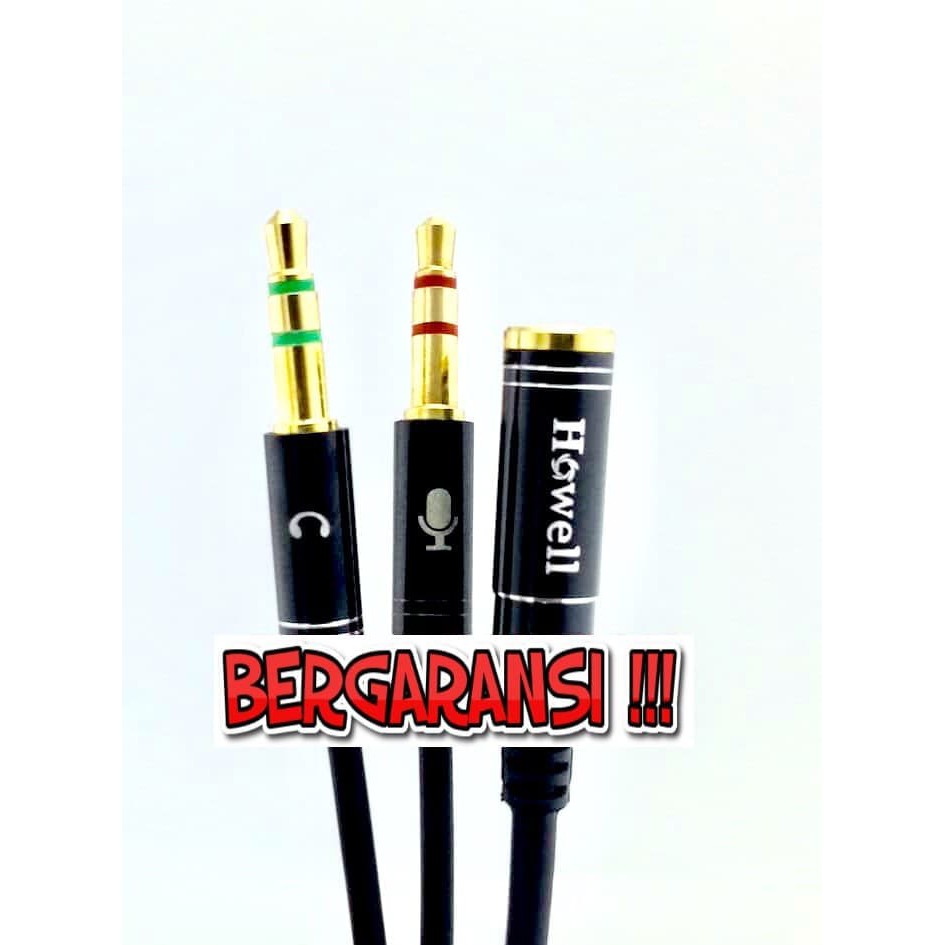 KABEL SPLITTER MIC SPEAKER MALE TO AUDIO FEMALE  AUDIO SPLITER HOWELL