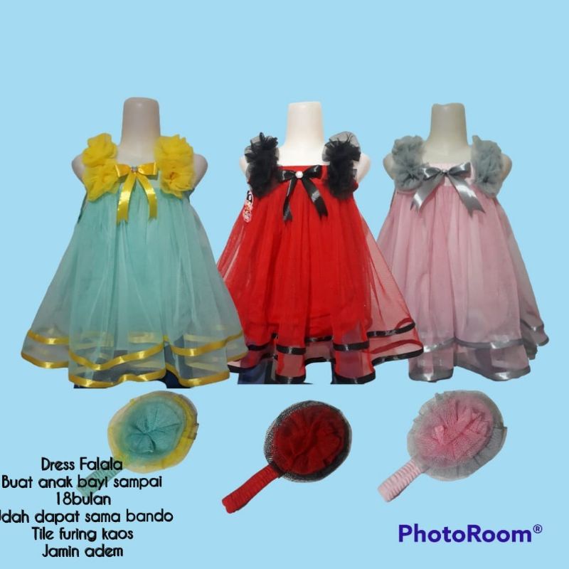 Dress tutu bayi set / dress tutu bayi bando / dress tutu cantik falala / Dress tile anak