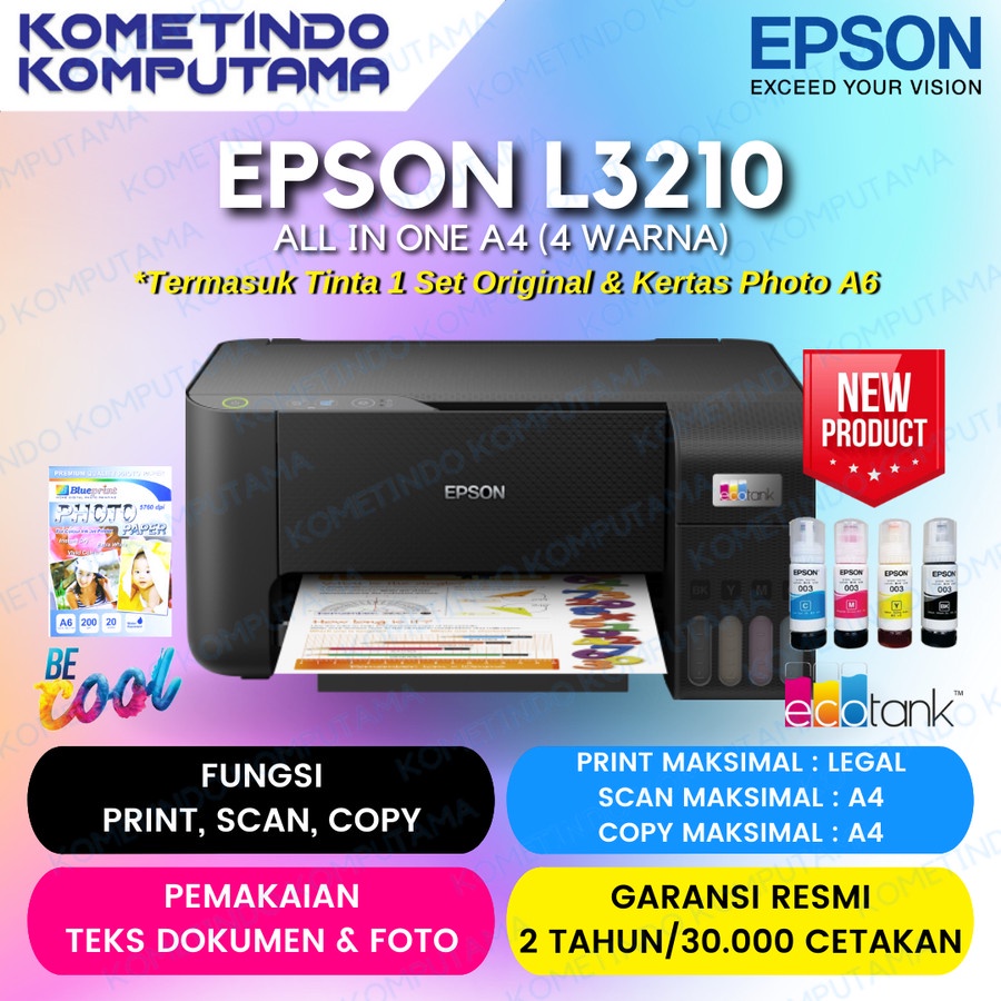 Jual Epson Ecotank L3210 A4 All In One Ink Tank Printer Print Scan Copy Garansi Resmi 5053