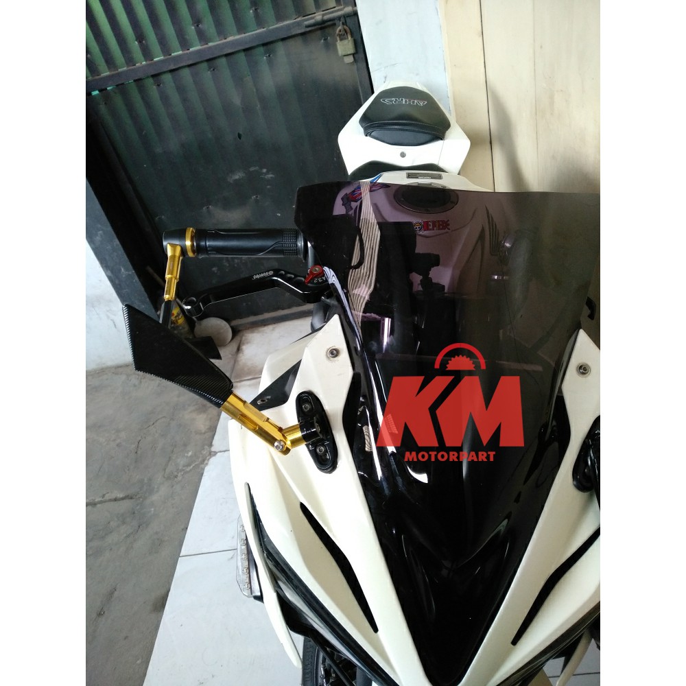 Visor CBR 150r Facelift 2017 2018 Jenong Tebal 3 mm Tinggi 44 cm Hitam dan Bening