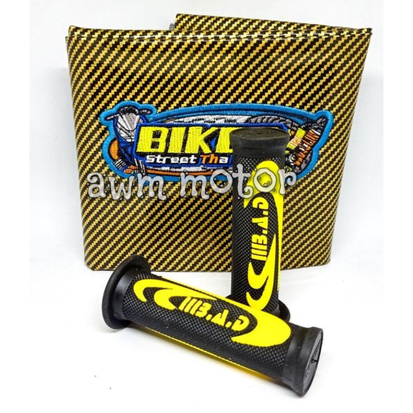 Paket kulit jok + handgrip bad Nike . Sarung Jok bikers karbon + handgrip, Universal, honda yamaha