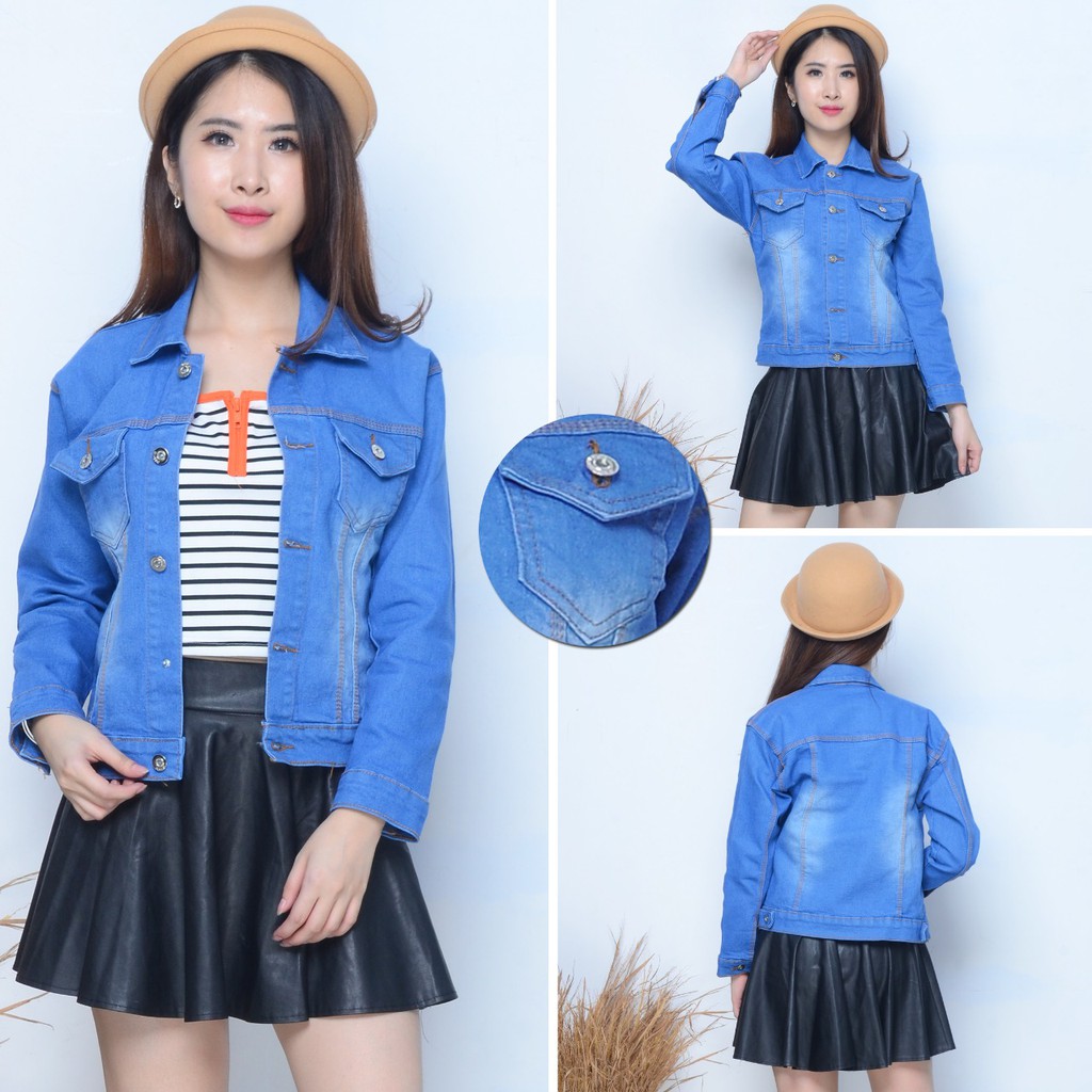 MC girl - Jaket Jeans Polos Wanita / Jaket Lepis Wanita / Jaket Ice Blue Cewek / Jaket Jeans Korea