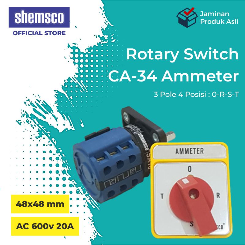 Jual AC 600v 20A Ampere Meter Selector Switch 4 Posisi 3 Pole AMMETER