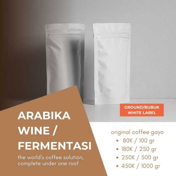 

Original Coffee Bubuk Kopi Gayo Arabica Wine/Fermentasi White Label 500gr (Tanpa Merek)