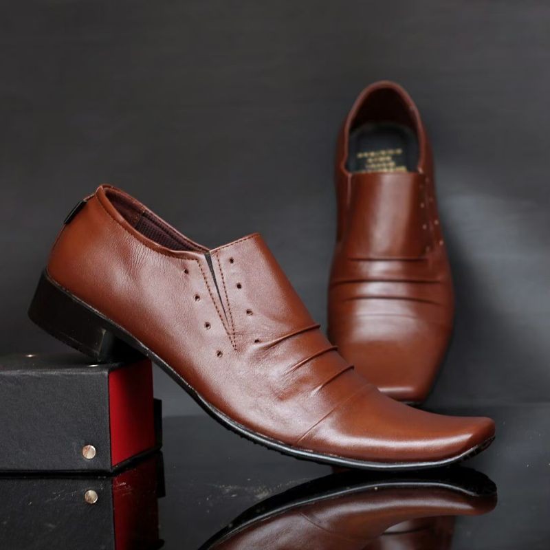 REMPEL SLOP - CEVANY FOOTWEAR | Sepatu Formal Pria Pantofel Kulit Asli Kerut Non Tali