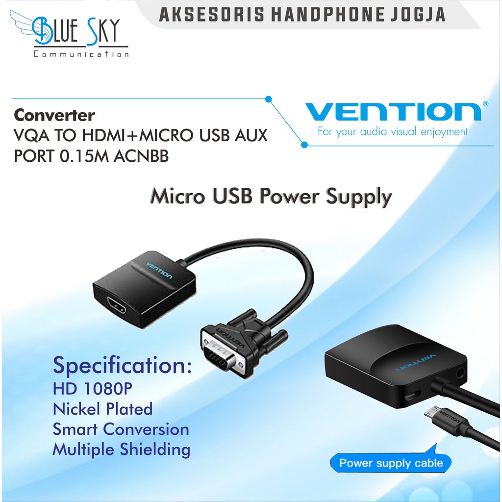 CONVERTER VENTION VGA TO HDMI+MICRO USB AUX PORT 0.15M / ACNBB