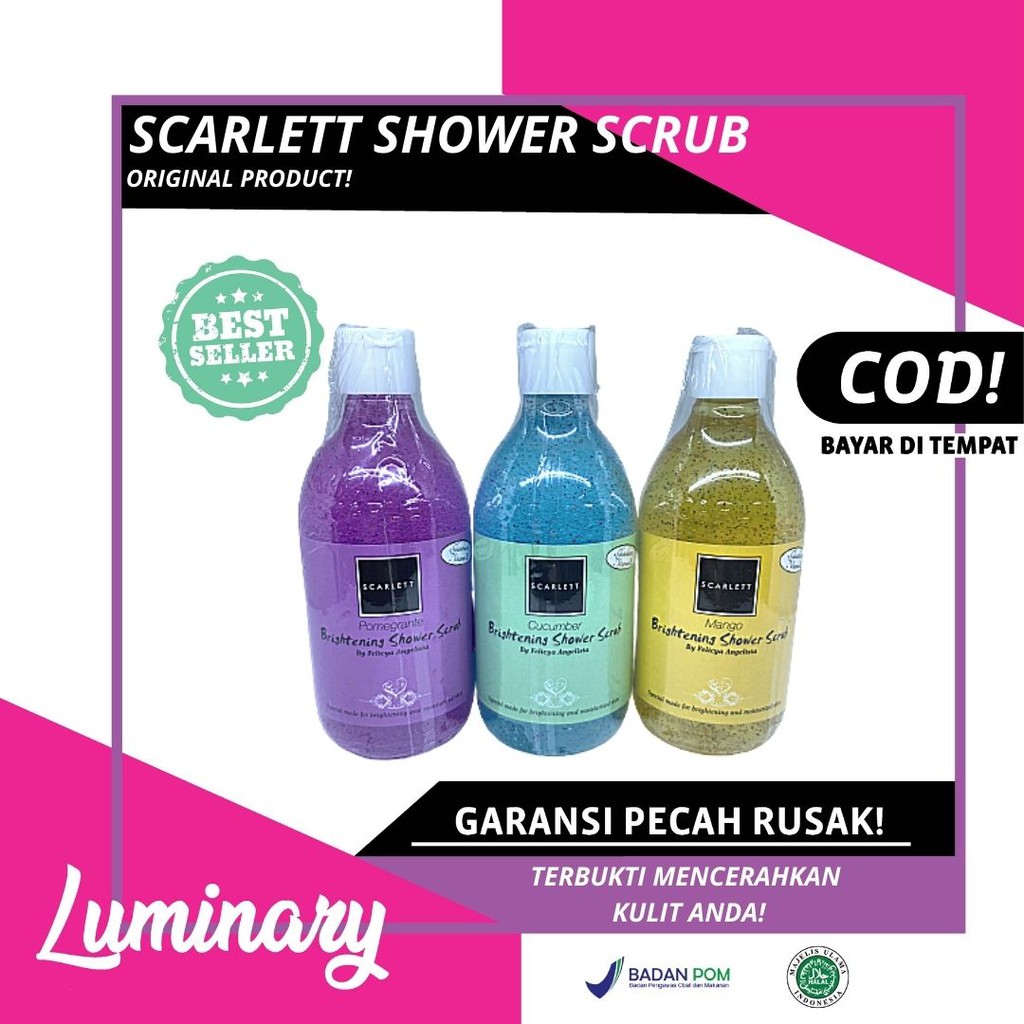 Scarlett Whitening Shower Scrub / Scarlet Lulur Scrub Kecantikan Perawatan Tubuh Original BPOM