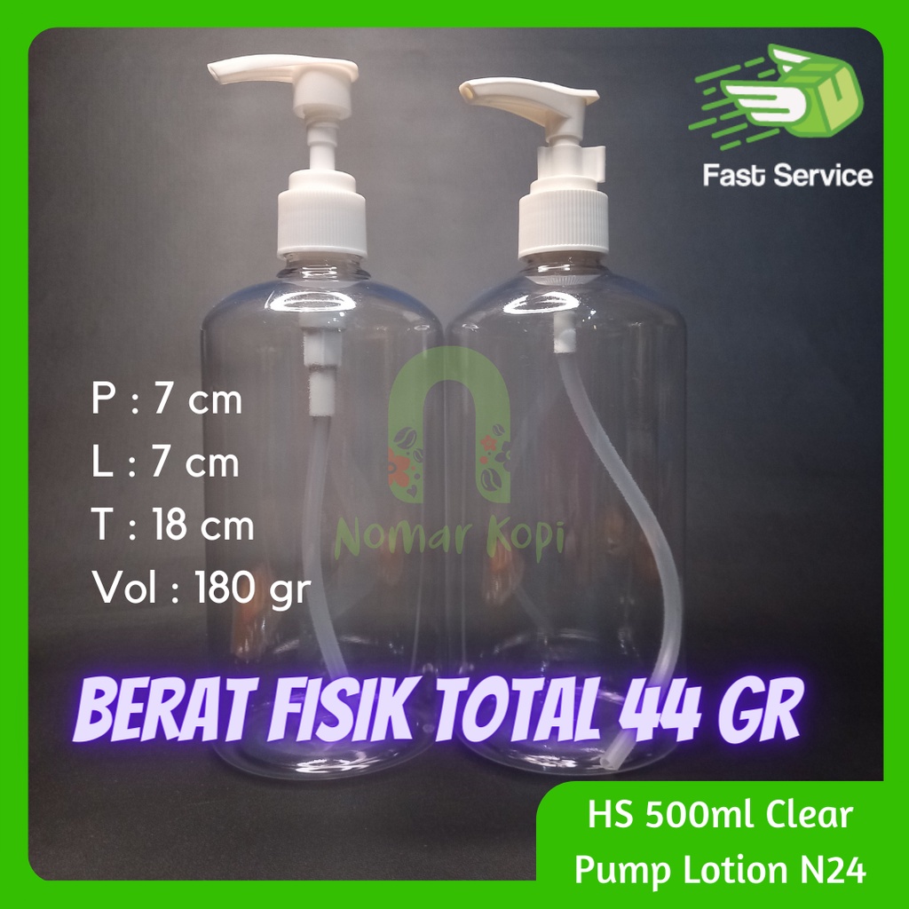 BOTOL 500ML CLEAR PUMP LOTION NECK 24 PET TEBAL SANITIZER LOTION