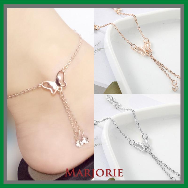 Fashion Gelang Kaki Dan Tangan Rantai Alloy Ala Korea Dengan Liontin Butterfly Kupu-kupu -MJD