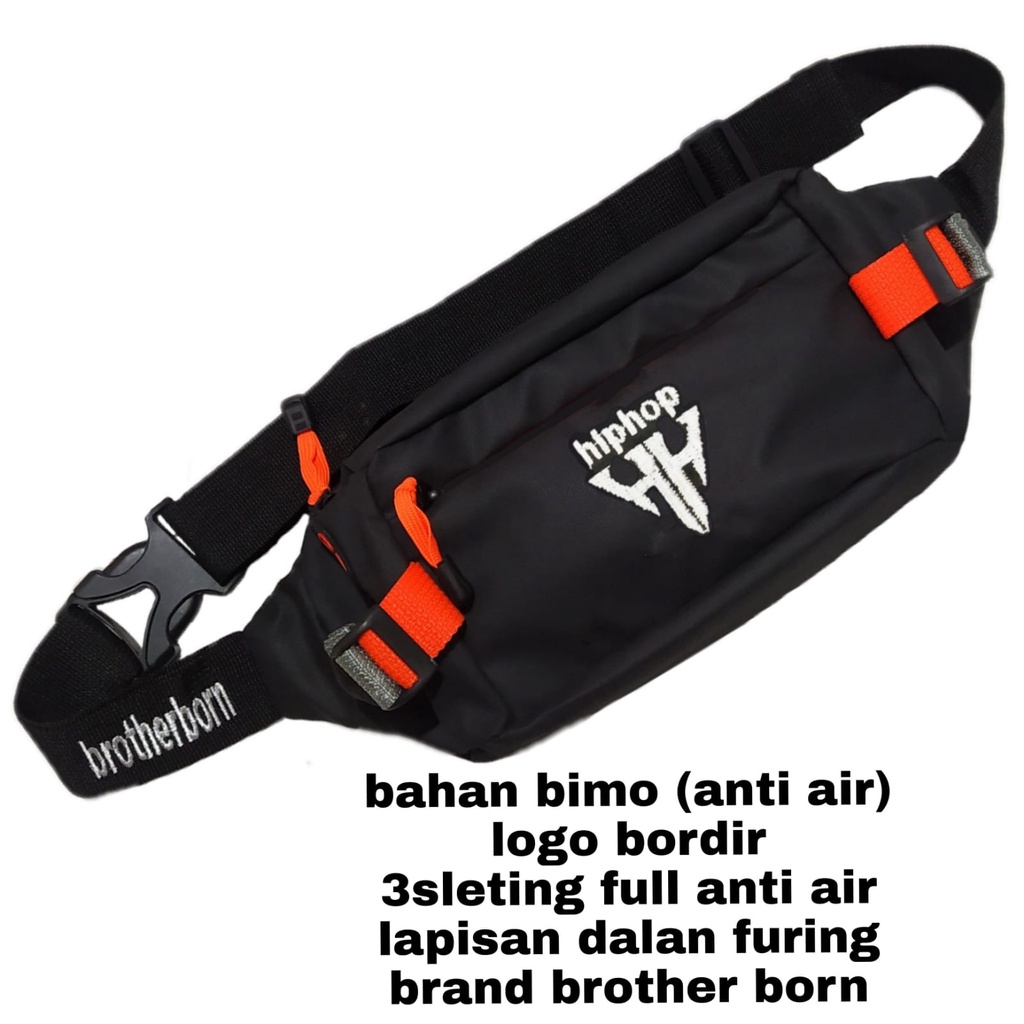 Tas selempang pria multifungsi waistbag pinggang dan bahu hiphop bahan bimo model old