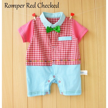 Romper Red Checked