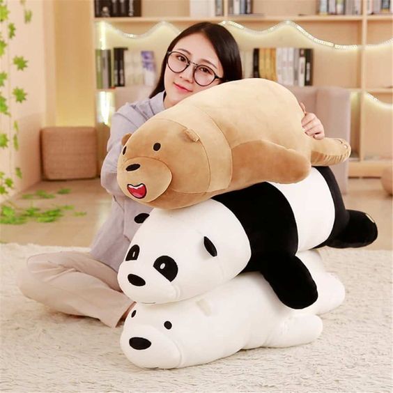 Boneka we bare bears tengkurap panjang terbaru/boneka panda grizzly ice bear bears