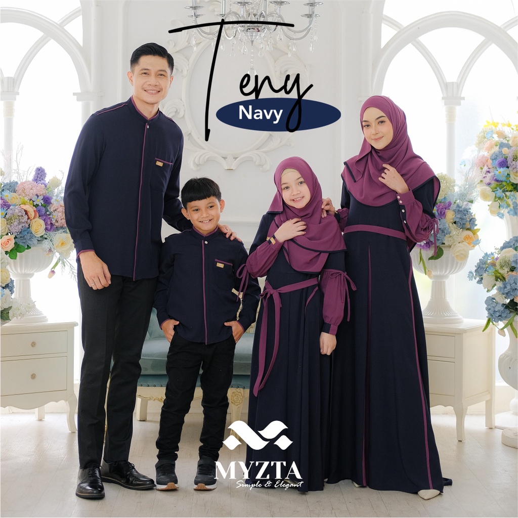 TENY FAMILY SET NAVY MYZTA ORIGINAL KOKO DEWASA TENY DAD GAMIS DEWASA TENY MOM NAVY KOKO ANAK TENY K