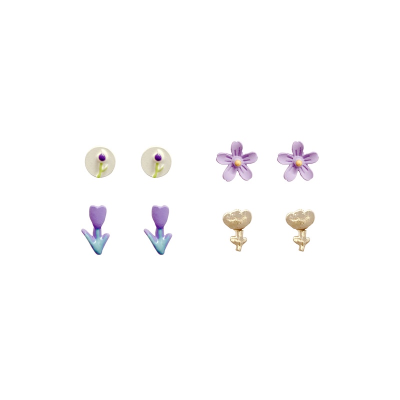 Set Anting Tusuk Desain Geometri Simple Bahan 925 silver